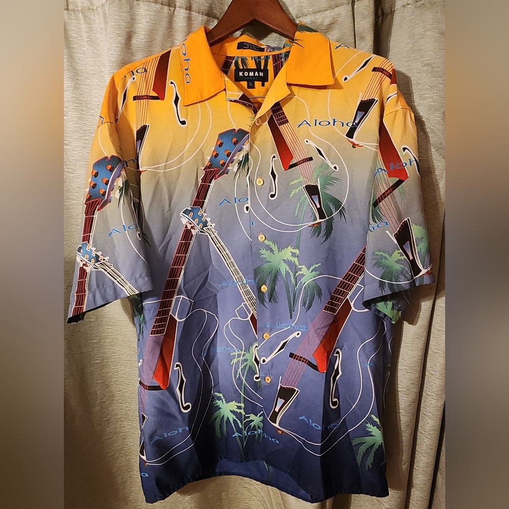 Multicolor Guitar Print Men's Shirt